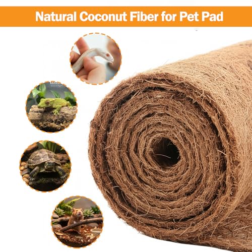 Coco Coir Mulch for Landscaping, 16x80 Inch Coconut Fiber Grass Seed Mat Roll, Coco Liners for Planters and Pet Pad, Plant Covers from Animal Dirt and Tree Protectors - size: 16*80in