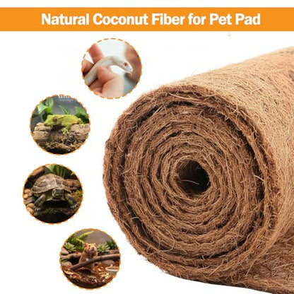Coco Coir Mulch for Landscaping, 16x80 Inch Coconut Fiber Grass Seed Mat Roll, Coco Liners for Planters and Pet Pad, Plant Covers from Animal Dirt and Tree Protectors - size: 16*80in
