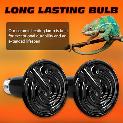 100W Ceramic Heat Emitter E26 Base Ceramic Heat Bulb Ceramic | Heat Lamp for Reptiles No Light Heat Lamp for Amphibian Pet Brooder Coop Lizard Turtle Snake Terrarium - style: 100 Watts