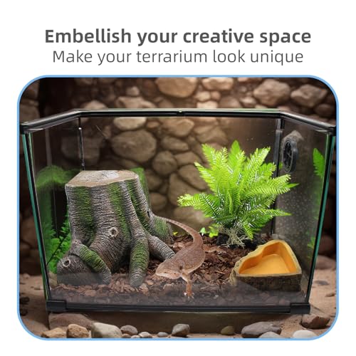 Large Bearded Dragon Basking Platform, Reptile Tank Accessories Hollow Tree Climing Ramp for Leopard Crested Gecko Lizard Turtle