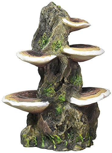 Penn-Plax Deco-Replicas Tree Trunk with Shelf Mushrooms Aquarium Decoration - Double-Sided Ornament with Stable Base - Durable Resin for Freshwater & Saltwater Tanks - Brown, 5.5 x 4 x 7.5 in - size: Medium