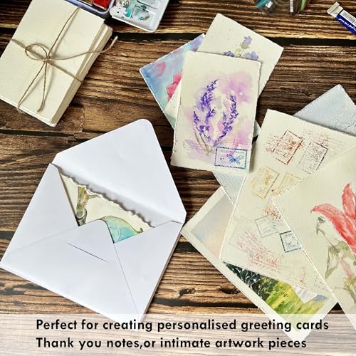 Watercolor Paper Postcards 4x6”, tumuarta Cotton Paper, 140 LB, 300 GSM, Cold Press, 24 Blank Cards for Dry & Wet Techniques for Greeting Cards & Thank You Notes or Invitation Cards