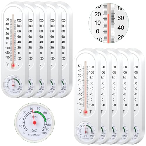 Leinuosen 3 Pcs Indoor Outdoor Wall Thermometer Humidity Meter Vertical Thermometer and Hygrometer Wireless Temperature Humidity Gauge Meter with Fahrenheit/Celsius for Patio Garden