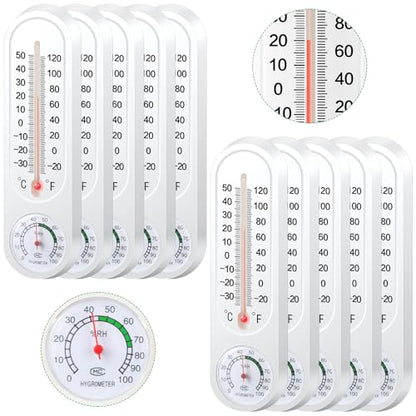 Leinuosen 3 Pcs Indoor Outdoor Wall Thermometer Humidity Meter Vertical Thermometer and Hygrometer Wireless Temperature Humidity Gauge Meter with Fahrenheit/Celsius for Patio Garden