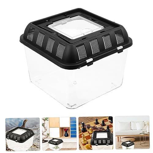 POPETPOP Reptile Breeding Box Handle Turtle Transport Container Practical PET Display Tank for Turtles Snakes and Geckos Sturdy and Easy to Clean