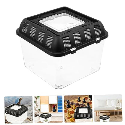 POPETPOP Reptile Breeding Box Handle Turtle Transport Container Practical PET Display Tank for Turtles Snakes and Geckos Sturdy and Easy to Clean