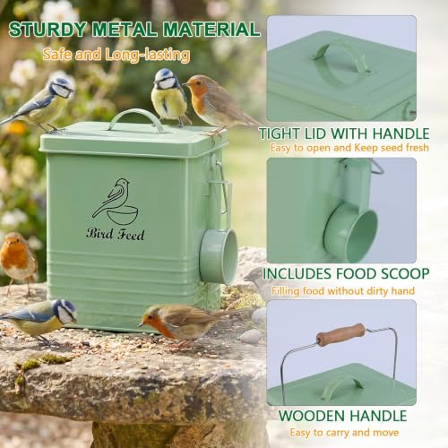 Bird Seed Storage Container Airtight,7LB Bird Food Container with Scoop/Handle,Portable Bird Seed Containers Storage For Outdoor or Indoor