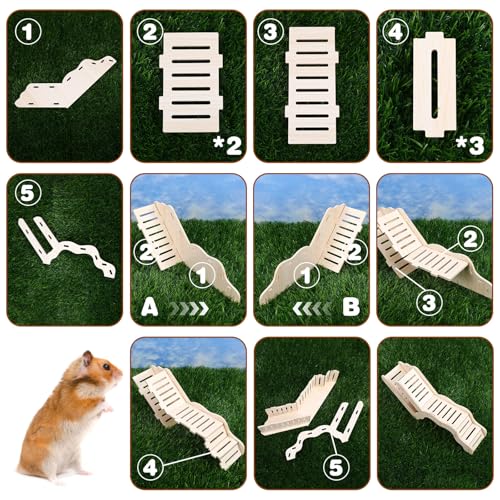 Versatile Hamster Hideout and Exploration Tunnel, Snap-Together Wooden Hamsters Tunnel Burrow with Panoramic Window Hamster Explorer for Gerbils Hamsters Small Pets Chew-Safe
