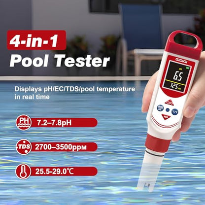 pH EC Meter for Hydroponic, Digital pH TDS EC ppm Tester | Color Screen Display, High Accuracy pH Pen Probe for Drinking Water, Nutrient Solution, Aquariums, Pools & Home Use