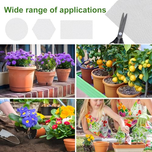 NQEUEPN 5pcs Flower Pot Hole Mesh Pads, 11.81x7.87 Inch Polyethylene Flower Pot Bottom Mesh Screen Square Bonsai Mesh Plant Pot Mesh Drainage Screen for Garden Potted (Gray)