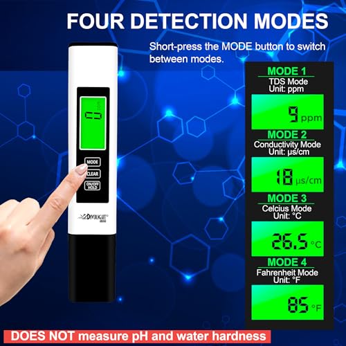 4 in 1 TDS Meter Digital Water Tester - Professional Testing for Drinking Water, RO/DI System, Aquariums, etc, Accurate and Reliable TDS EC & Temp(°C,°F) Meter - 0-9990ppm - New 2025 - style: 3 in 1 liquid tester