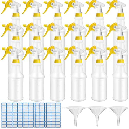 Eccliy 20Pk 16oz Spray Bottles,Cylinder,Yellow Spray Head | Clear Empty Plastic Commercial Spray Bottles with Nozzle Measurement For Cleaning Solutions Cleaner Detailing Industrial - color: Yellow Spray Head, style: Cylinder