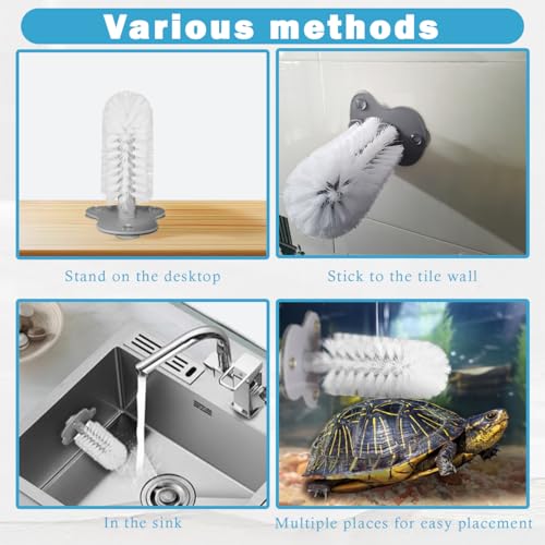 2 Pcs Turtle Brush, Turtle Shell Cleaning Brush with Suction Cup for Tank Remove Aquatic Mud Dirt Tortoises Back Scratches Brush Tortoise Supplies Promoting Shell Health for Red Eared Slider Turtle
