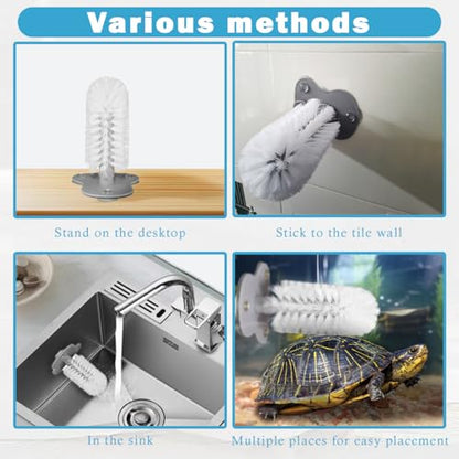 2 Pcs Turtle Brush, Turtle Shell Cleaning Brush with Suction Cup for Tank Remove Aquatic Mud Dirt Tortoises Back Scratches Brush Tortoise Supplies Promoting Shell Health for Red Eared Slider Turtle