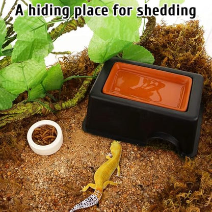 Hamiledyi 4 Pcs Humid Hide for Leopard Gecko Moist Reptile Hide Box Small Snake Humidity Hut with Sink Crested Gecko Tank Accessories for Young Lizard Shedding - color: Humidifying box-2Pack