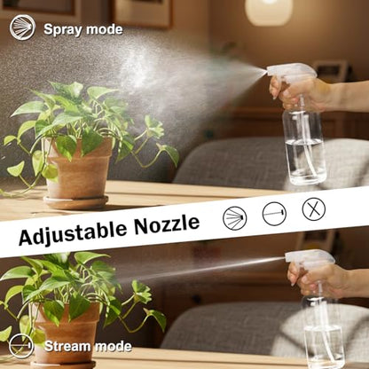 16.9oz Glass Spray Bottles 2 Pack,Mist/Stream Spraying | Adjustable Refillable Containers for Hair Care, Cleaning Solutions, Plants, Essential Oils - color: Clear, size: 16.9oz
