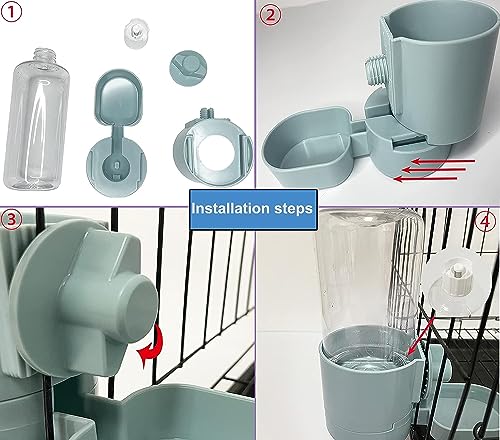 kathson 2Pcs Rabbit Water Bottle 17 OZ Bunny Hanging Water Fountain Automatic Guinea Pig Water Dispenser No Leak Drinking Feeder for Bunny Chinchilla Hamsters Cat Dog Small Animals(Blue)