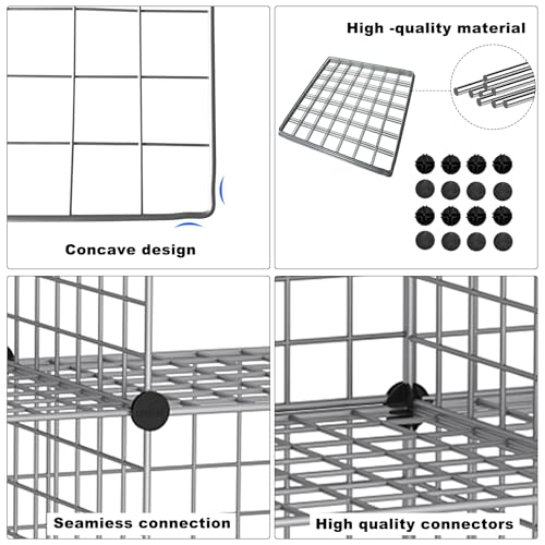 C&AHOME Wire Cube Storage, 12 - Cube Organizer Metal C Grids, Silver Gray | Modular Shelves Units Storage Bins Shelving Bookshelf Shelf Cabinet - color: Silver Gray