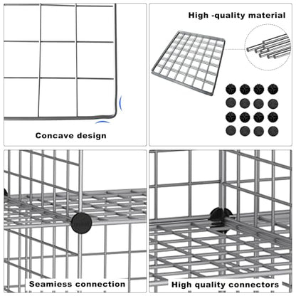 C&AHOME Wire Cube Storage, 12 - Cube Organizer Metal C Grids, Silver Gray | Modular Shelves Units Storage Bins Shelving Bookshelf Shelf Cabinet - color: Silver Gray