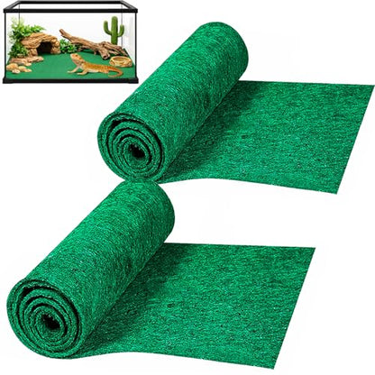 HERCOCCI 2 Pack Reptile Carpet, 39’’ x 20’’ Terrarium Bedding | Substrate Liner Reptile Cage Mat Tank Accessories for Bearded Dragon Lizard Tortoise Leopard Gecko Snake (Green) - color: Green