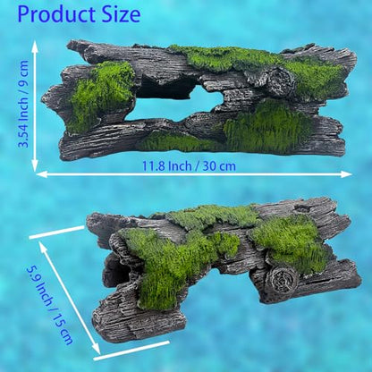 Resin Reptile Cave Statue - Extra Large Hollow Log for Bearded Dragon, Leopard Gecko, Crested Gecko Tank Accessories | Driftwood for Aquarium & Bearded Dragon Accessories (Green) - style: Green
