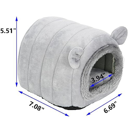 Hedgehog Bed Cave Nest Hideout, Hamster Guinea Pigs Small Animals Cage Supplies Warm House-Gray - color: Gray