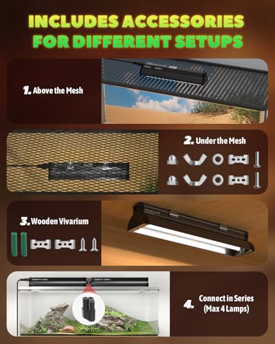 GlowUp T5 UVB Light Reptile Kit 12.4'', UVB 5.0 and UVB 10.0 Switchable for Tropical Rainforest & Desert Reptiles, 8W HO T5 Linear Reptile UVB Light Bar for Bearded Dragon, Gecko, Tortoise, Snake