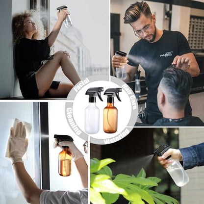 Spray Bottles 2 Pack 10 oz Refillable Plastic Squirt Bottle for Liquid | Fine Mist Water Spray Bottle with Adjustable Stream Nozzle BPA-free Spray Bottle for Hair, Plant, Cleaning, Pet Training - color: 2 Frosted