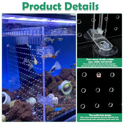 PINVNBY Fish Tank Divider Size: 30 x 25 cm/11.81 x 9.84 in Acrylic Aquarium Divider with 8 PCS Suction Cups, Transparent Fish Tank Separator for Betta Fish