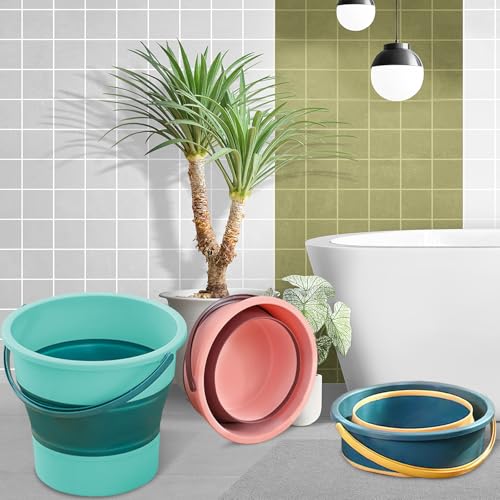 Collapsible Bucket 3PCS 4.5 Gallon/17L Small Plastic Household Cleaning Mop Buckets Foldable Water Bucket for Car Wash Fishing Camping Beach (Large 3 PCS) - color: Large 3 Pcs