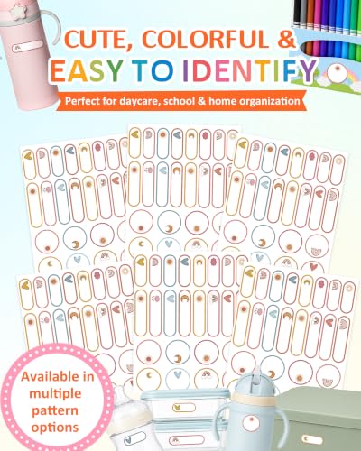 Tinabless 480 Pcs Baby Bottle Labels for Daycare, Self-Laminating, Rainbow | 480 Rainbow Baby Bottle Labels For Daycare, Water Bottles, Snack Containers, Lunch Boxes And Kids' School Gear. - color: Rainbow-480pcs