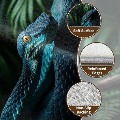 Snake Door Mat Indoor Entrance, Serpent Washable Rugs for Entryway, 2x3 Rug Non Slip, Soft Low Pile & Stain Resistant Small Carpet, Python Reptile Home Decor Gifts - size: 2' x 3' (Rectangular)