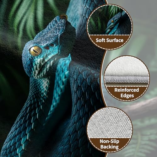 Snake Area Rug for Bedroom, Serpent Washable Rugs, 6x9 Rug for Living Room, Non Slip & Soft Low Pile & Stain Resistant Large Carpet, Python Reptile Home Decor Gifts - size: 6' x 9' (Rectangular)