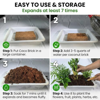 Coco Coir Brick - Low EC & pH Balanced, Compressed Organic Coconut Fiber Potting Mix for Indoor Outdoor Plants, Seed Starting, Hydroponics & Reptile Bedding(5.6lb) - size: 4Pcs
