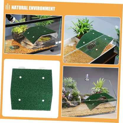 HANABASS 2pcs Plastic Turtle Basking Platform Cup Realistic Grass Terrarium Accessory for Reptiles Aquatic Pets and Turtles and Easy to Clean