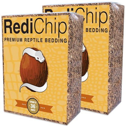 RediChip Reptile Bedding Loose Medium Coconut Chip Substrate 36 Quart Coco Husk Mulch for Snake and Gecko Habitat, Ball Python Terrarium, Lizard and Turtle Tanks, Tortoise Enclosure (2 Pk) - size: 36 Quart (2 Pack)
