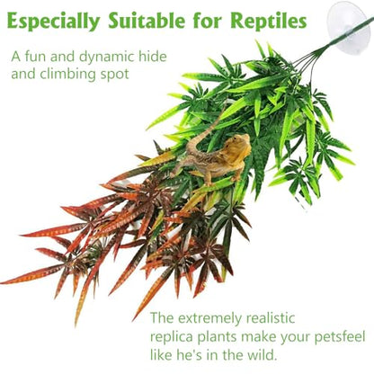 Hamiledyi 3 PCS Reptile Plants Terrarium Hanging Plant | Artificial Leaves, Reptile Hide, Suction Cup, For Bearded Dragon Hermit Crab Lizard Snake Geckos Chameleon - color: 3pcs Ivy Plant
