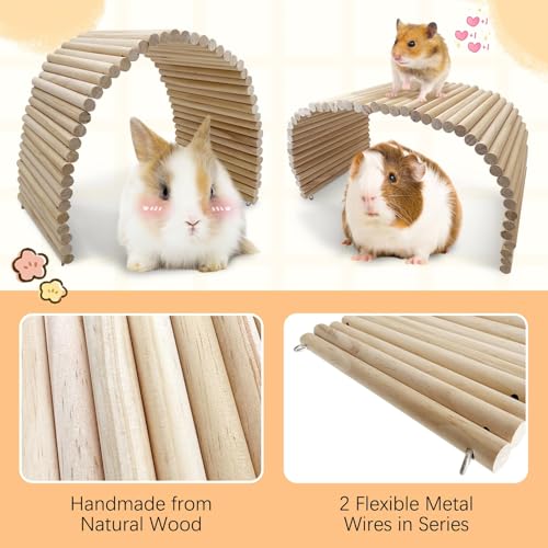 Hamiledyi Large Wooden Bridge Hamster Ladder House for Small Animals, Tunnel, Ladder, Chew Toys for Hamster Bunny Guinea Pigs Rats Chinchilla (26.4"7.9") - size: L