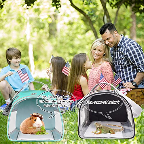 Small Animal Carrier Bag, Upgraded Portable Guinea Pig Carriers, Transparent Hamster Carrying Case, Reptile Rat Rabbit Bearded Dragon Hedgehog Carrier Bag for Travel, Hiking, Walking, Outdoor (Green) - color: Green