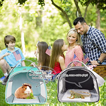 Small Animal Carrier Bag, Upgraded Portable Guinea Pig Carriers, Transparent Hamster Carrying Case, Reptile Rat Rabbit Bearded Dragon Hedgehog Carrier Bag for Travel, Hiking, Walking, Outdoor (Green) - color: Green