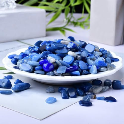 Erliway 7-9mm Blue Aventurine Healing Crystal Chips for Crafts, 100g | Natural Crushed Crystal Stones Tumbled Chips for Vase Filler Aquarium Gravel, Meditation Chakra Balancing, Candle DIY Making - color: Blue Aventurine