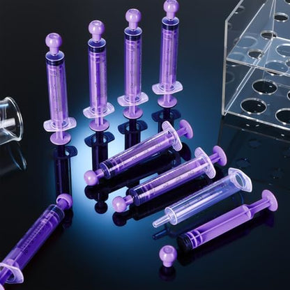 TrelaCo 20 Pack 10ml Oral Syringes with Cap for Liquid Plastic Syringe Without Needle Measuring Dispensing Tools Individually Sealed for Pets Feeding Lab Sample Injection(Purple) - size: Purple