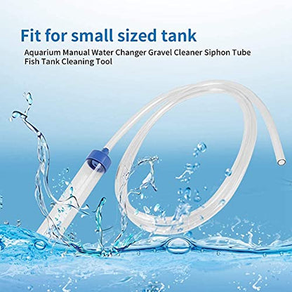 Manual Water Changer Gravel Cleaner Water Filter Syphon Tube Fluids Transfer Tool PVC Sand Vacuum Pump Fish Tank Tool (Small(Fit for: About 30L Small Fish Tank))