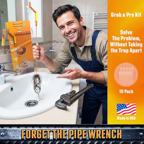 FlexiSnake Pro Drain Weasel Sink Snake Hair Clog Remover Tool, 10 Wands | Sink, Pipe, Bathroom, Bathtub Drain Cleaner, 18-inch Long, Flexible, Removable Handle, Made in The USA - style: 10 pk