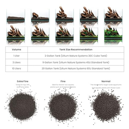 Ultum Nature Systems Controsoil - Freshwater Aqua Soil Substrate for Fish, Shrimp, Live Plant Propagation and Aquascaping - 6.8pH Low Ammonia, Volcanic Ash - Black, Fine (3 Liter) - color: Black - Fine, size: 3 Liters (2.7 kg)