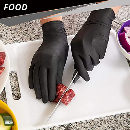 Nitrile Disposable Gloves,4mil-100 Count,Gloves Disposable Latex Free,Powder Free for Cooking,Household,Food safe - size: Large, style: Black of 400
