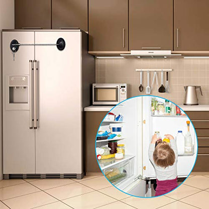 Hotop 4 Pack Cabinet Locks with Keys Refrigerator Fridge Locks Replacement with Steel Wire Self Adhesive Child and Baby Proofing Safety for File Drawers Deep Freezer Doors Latch(White and Black) - color: White and Black