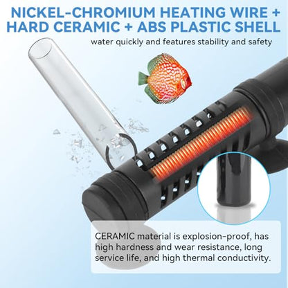 hygger Ceramic Submersible Aquarium Heater, New Explosion-Proof Fish Tank Water Heater with External Temp Controller Auto Thermostat Heater for Saltwater Freshwater (15W for 1~5 Gallon) - size: 15W for 1~5 gallon