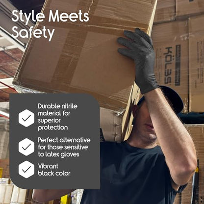 Inspire 6 or 8 Mil HEAVY DUTY Stretch Nitrile Black Gloves Disposable Latex Free - color: Black 8 Mil, size: X-Large