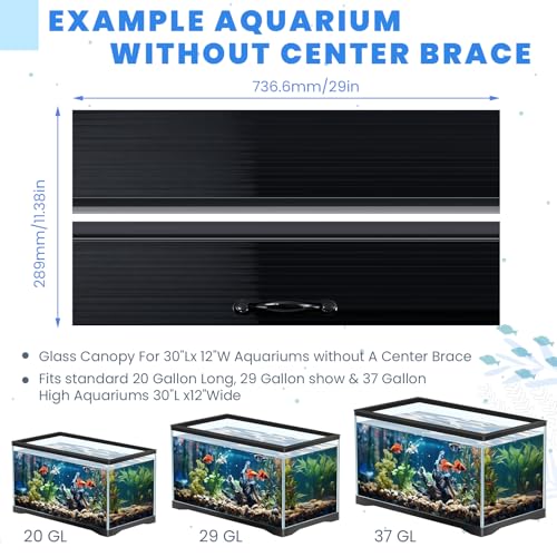Sieral Aquarium Lids Canopy Set, 30 x 12 Inch, Black, 1 Pcs | Polycarbonate Greenhouse Panels, 29 x 11.38 x 0.24 In, for 20/29/37 Gallon 30" x 12" Aquarium without Center Brace - color: Black, size: 30 x 12 Inch
